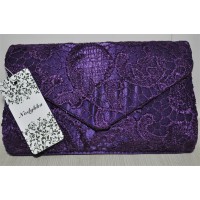 Nodykka Women Elegant Floral Lace Envelope Clutch Evening Prom Handbag Purse-Purple